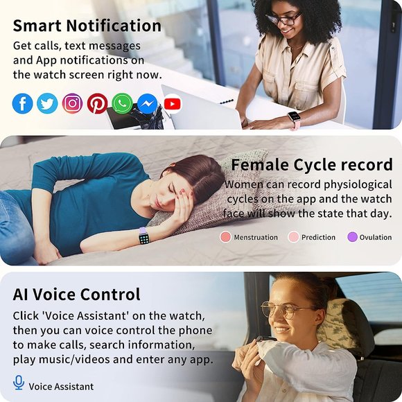 Men Women Rose Gold Pink 1.85\'\' Smartwatch with AI Voice Control Fitness Tracker main image 4